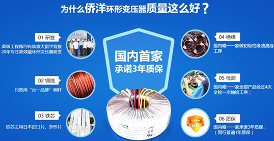僑洋環形變壓器使用進口鐵芯研制